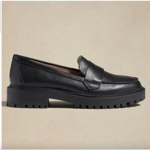 Banana Republic Black Leather Lug Sole Penny Loafers